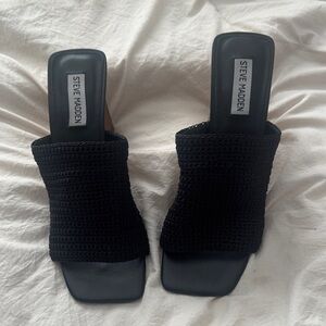 Steve Madden Black Knit Mules